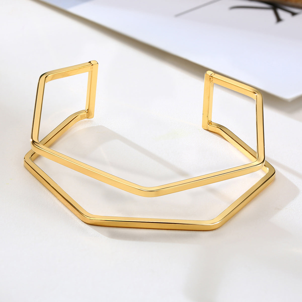 Hollow Double-Layer Open Bracelet