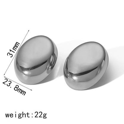 Oval titanium steel earring