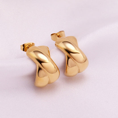 Cross C-Shaped Earrings