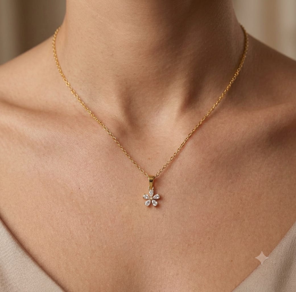 Floral Rhinestone Lucky Pendant