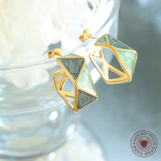 Geometric C-shaped Hoop Earrings