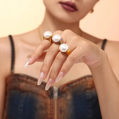 Big Simulated Pearl Ring