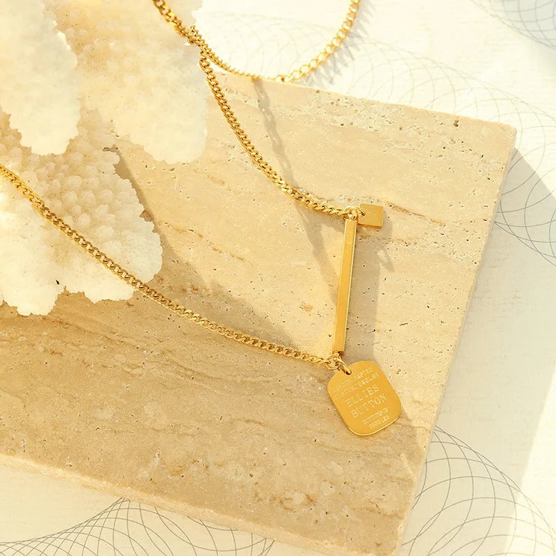 Engraved Square Necklace