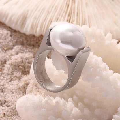 Big Simulated Pearl Ring